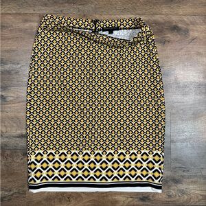 Banana Republic Geometric Patterned Yellow and Black Skirt